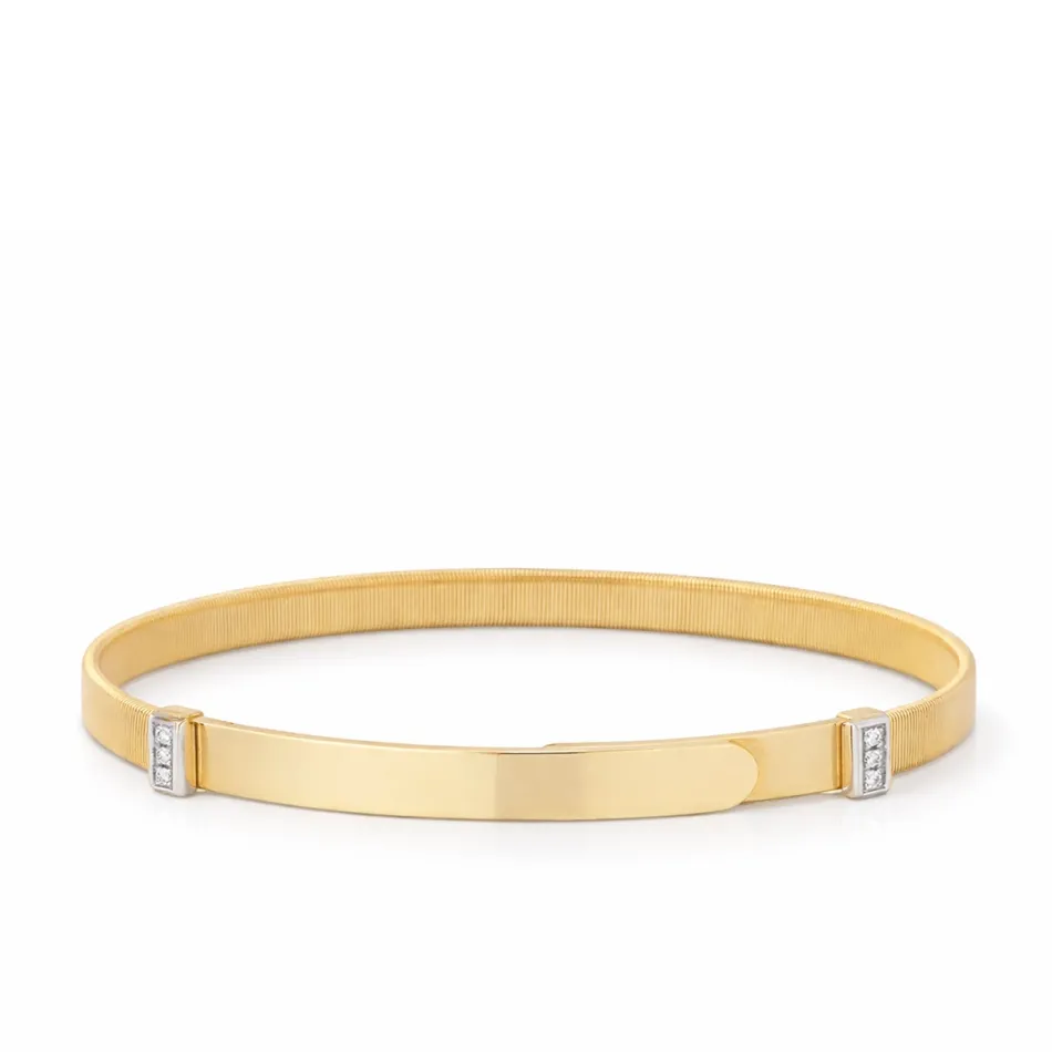 18K Gold Masai Diamond Pavé Two Station Thin Bangle Bracelet