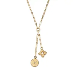 Venetian Princess 18k And Diamond Paper Clip Chain Lariat Necklace