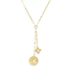 18K Venetian Princess Diamond Flower & Open Disc Pendant Necklace