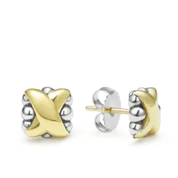 Embrace Two Tone Caviar X Stud Earrings