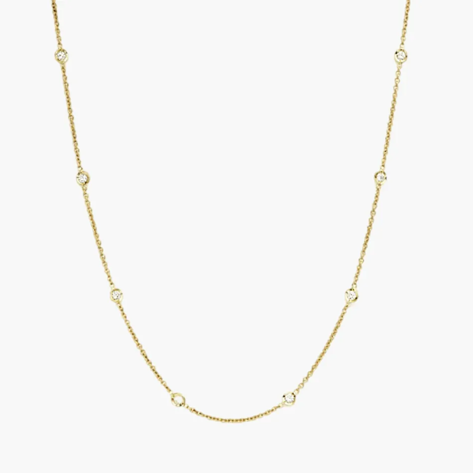 18K Yellow Gold Diamonds by the Inch 10 Station Necklace
