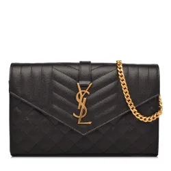 Black Calfskin Envelope Wallet On Chain