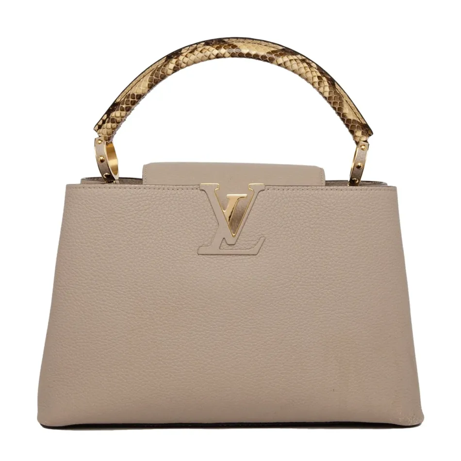 Beige Capucines Bag Taurillon Leather and python PM 