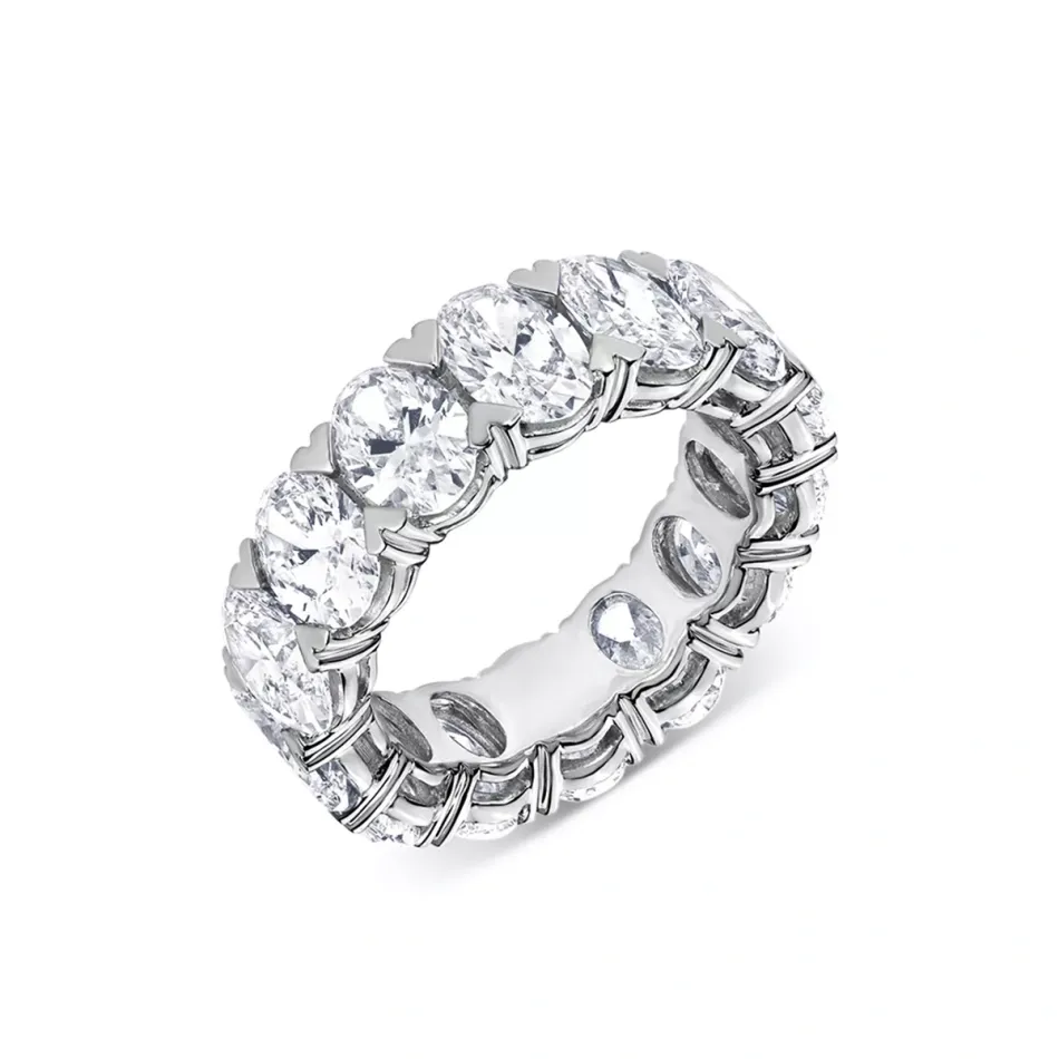 Certified Lab Grown Diamond Oval Eternity Band in 18K White Gold, 9.75 tcw
