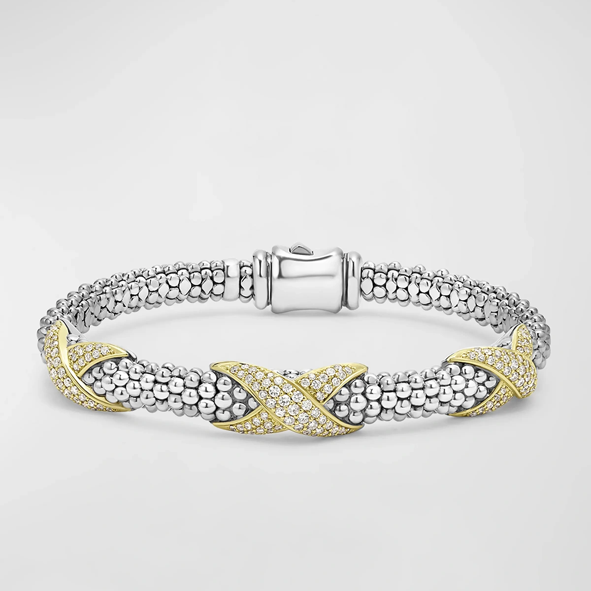 Sterling Silver And 18K Embrace Diamond Pave Rope Bracelet