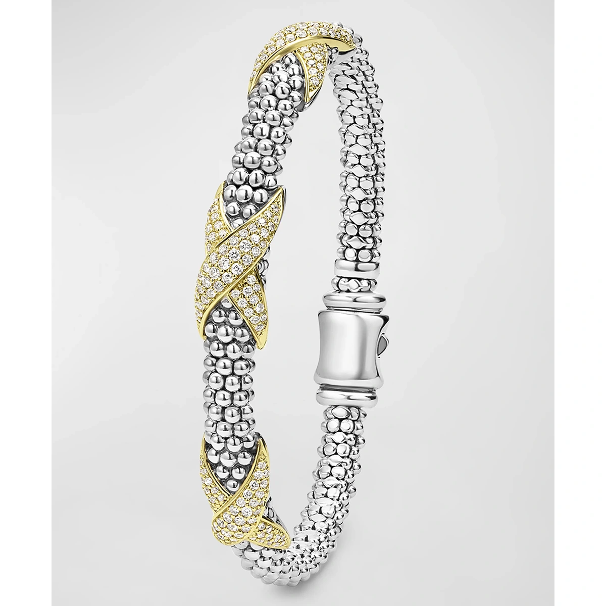 Sterling Silver And 18K Embrace Diamond Pave Rope Bracelet — image 3