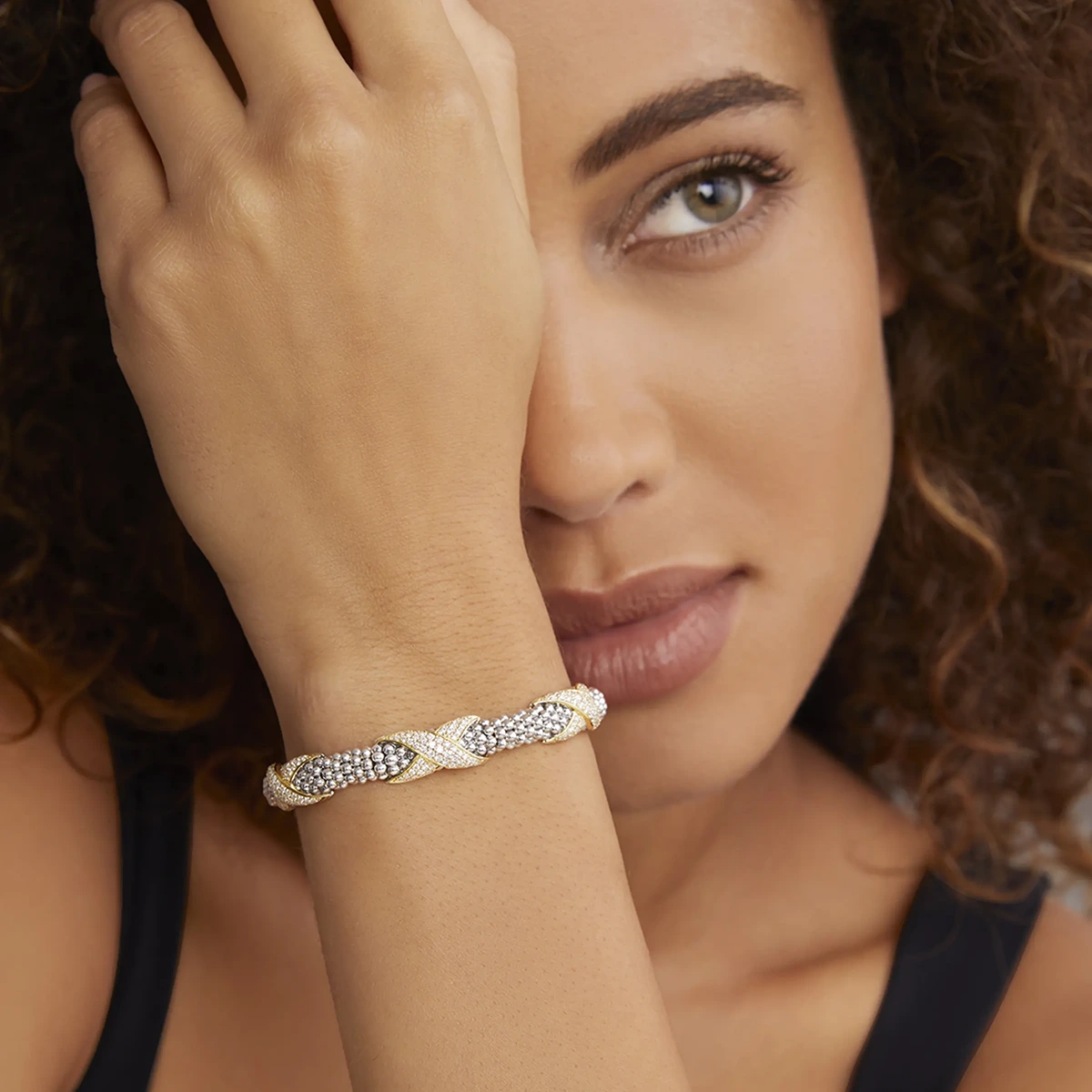 Sterling Silver And 18K Embrace Diamond Pave Rope Bracelet — image 4