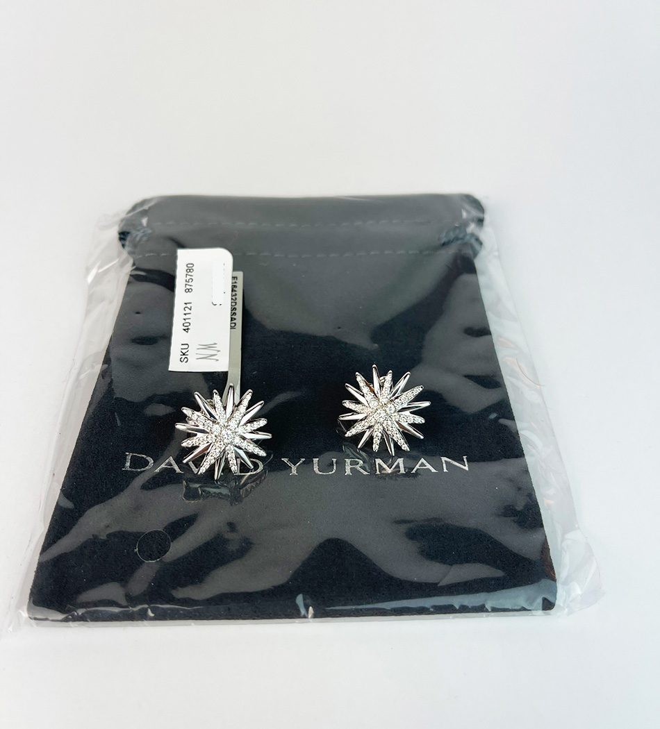 Starburst Stud Earrings With Pave Diamonds 17.5mm — image 5