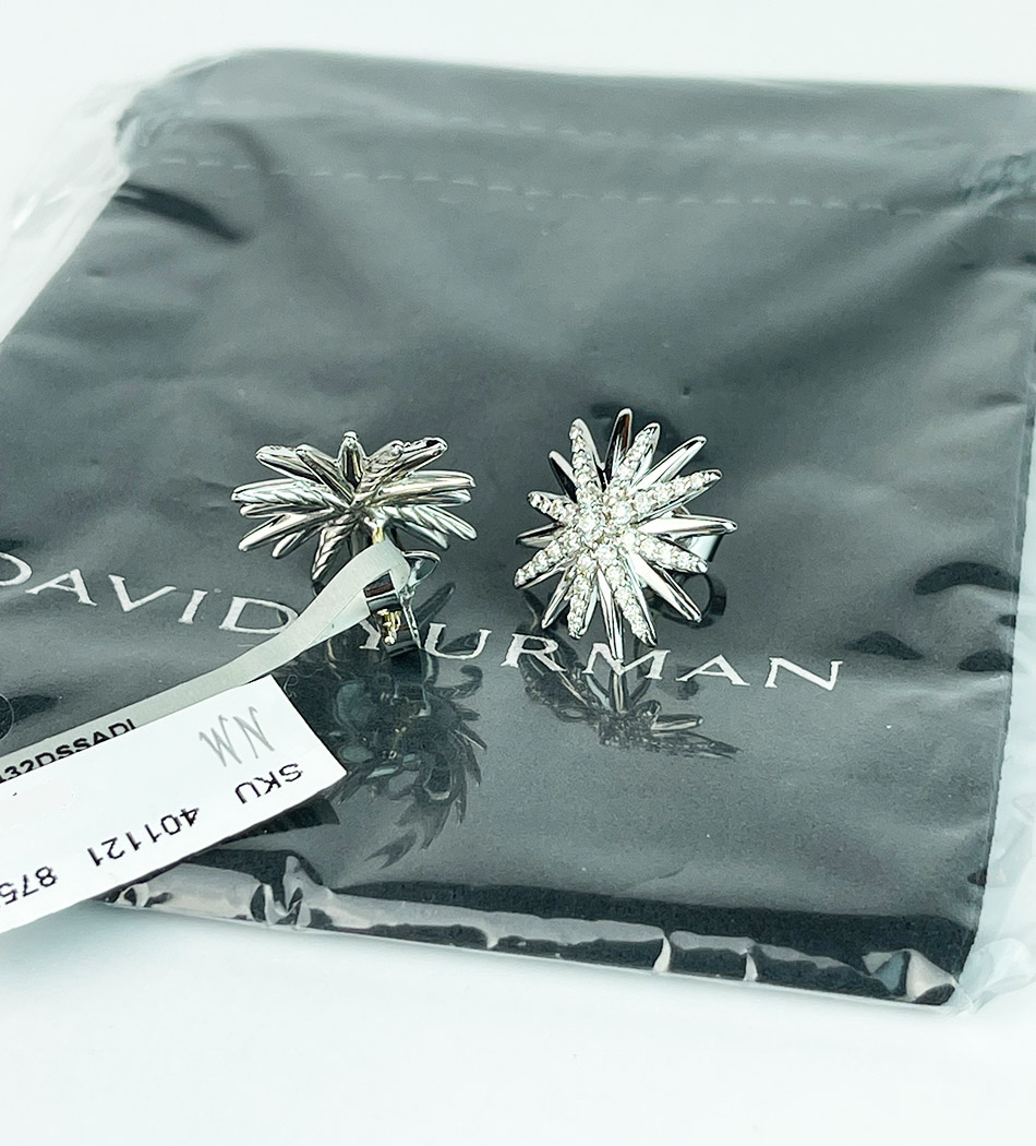 Starburst Stud Earrings With Pave Diamonds 17.5mm — image 4