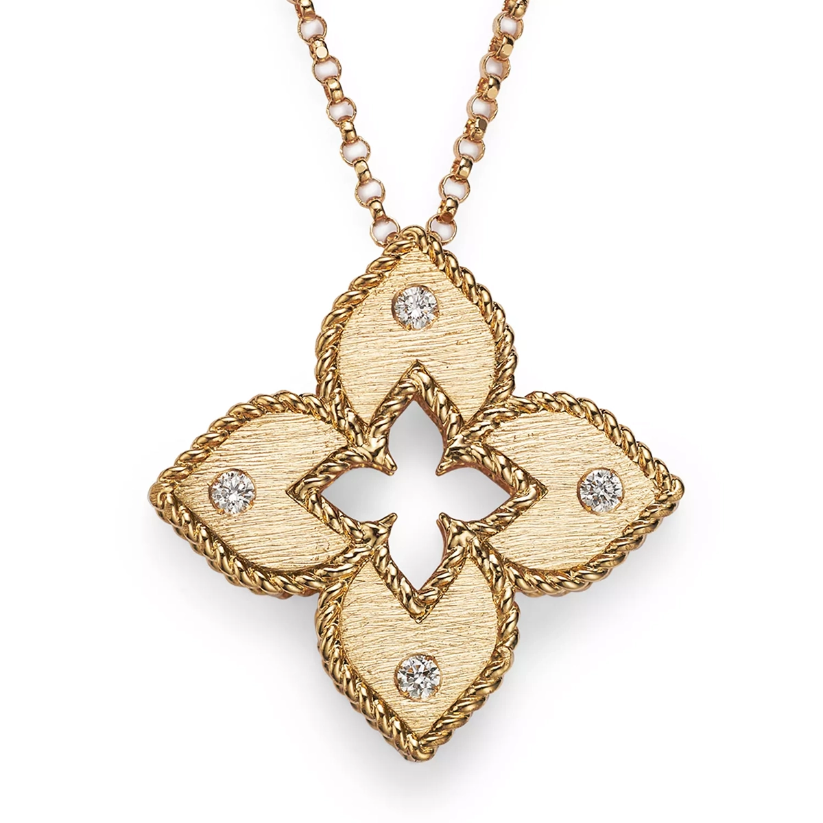 18K Yellow Gold Petite Venetian Princess Diamond Pendant Necklace — image 3