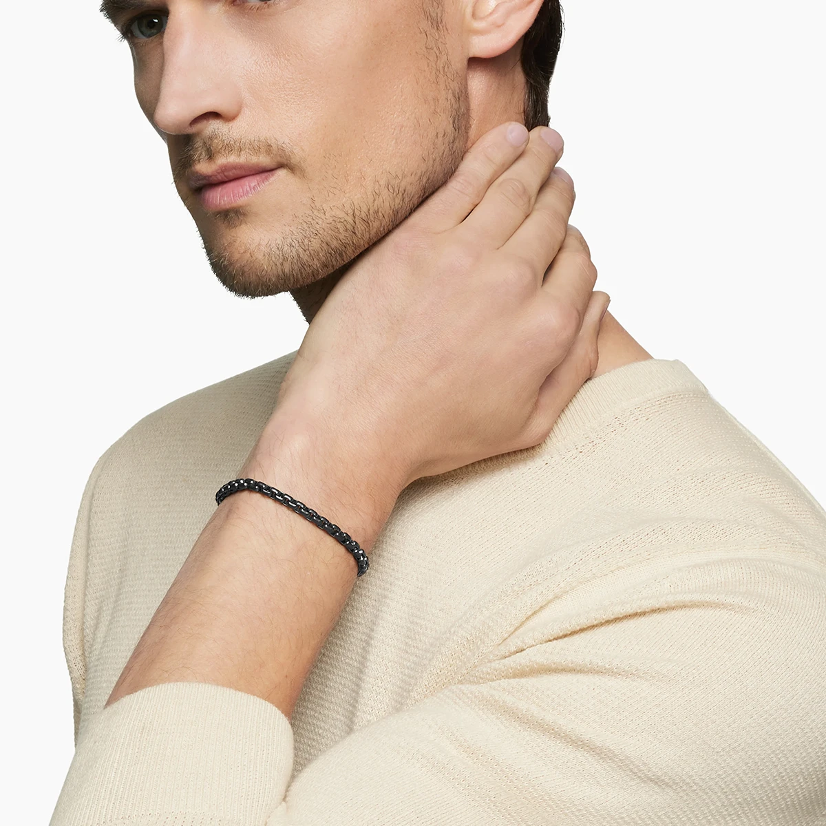 Men's Box Chain Bracelet In Stainless Steel, 5mm — image 2