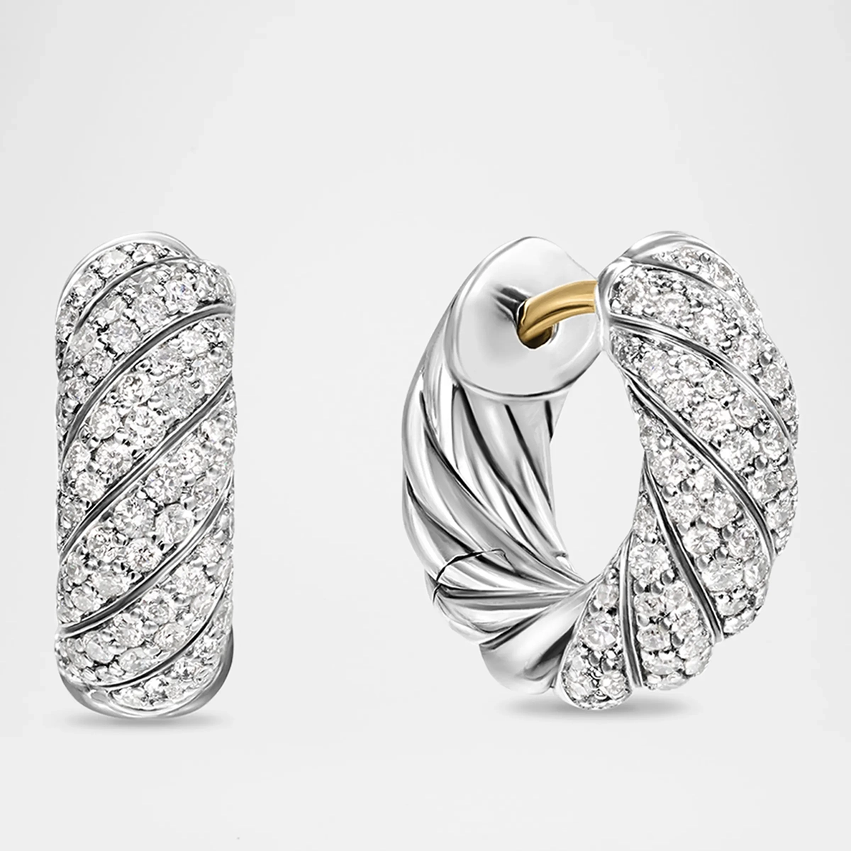 Sculpted Cable Huggie Hoop Earrings In Silver, 14.4mm