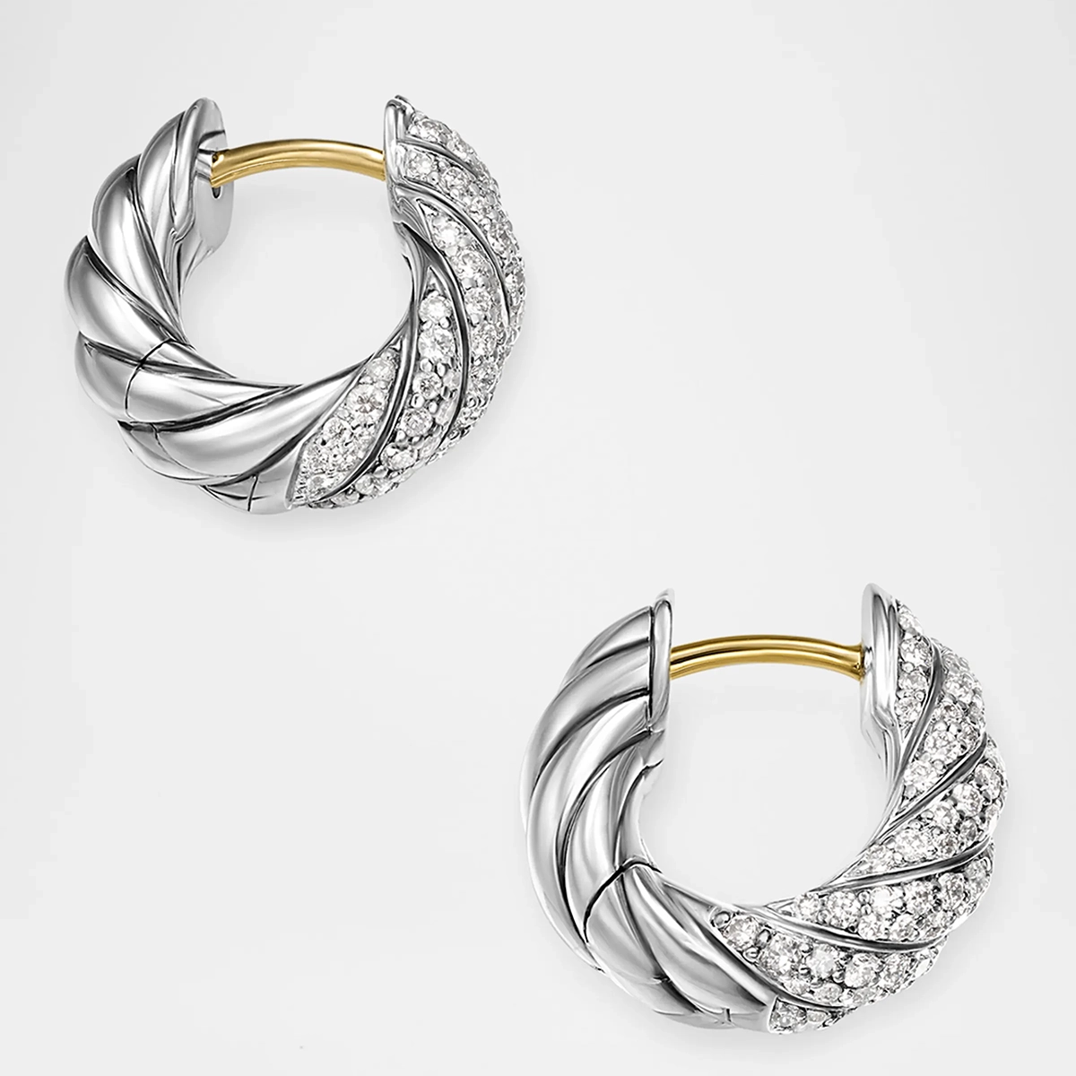 Sculpted Cable Huggie Hoop Earrings In Silver, 14.4mm — image 4