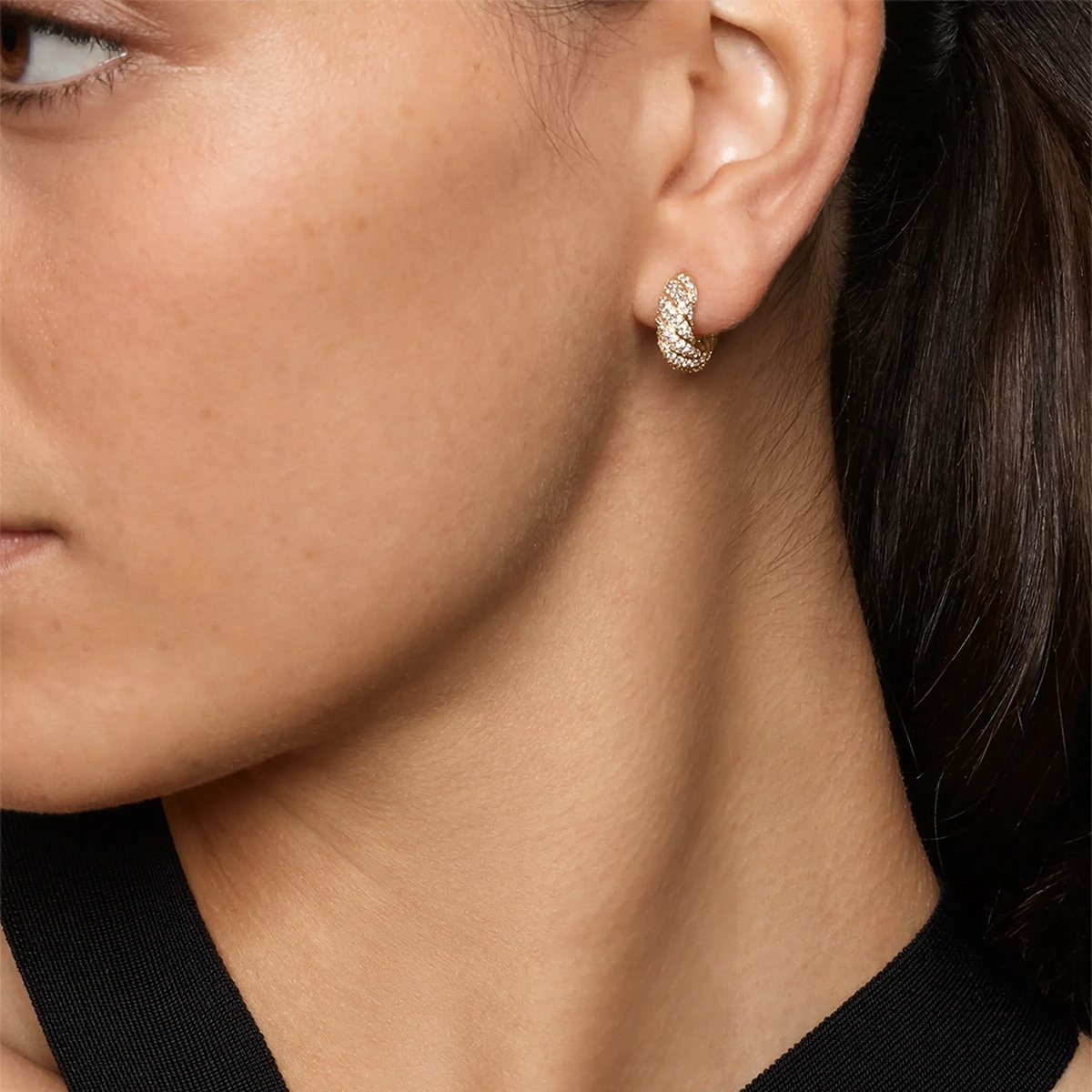 Sculpted Cable Huggie Hoop Earrings In Silver, 14.4mm — image 3