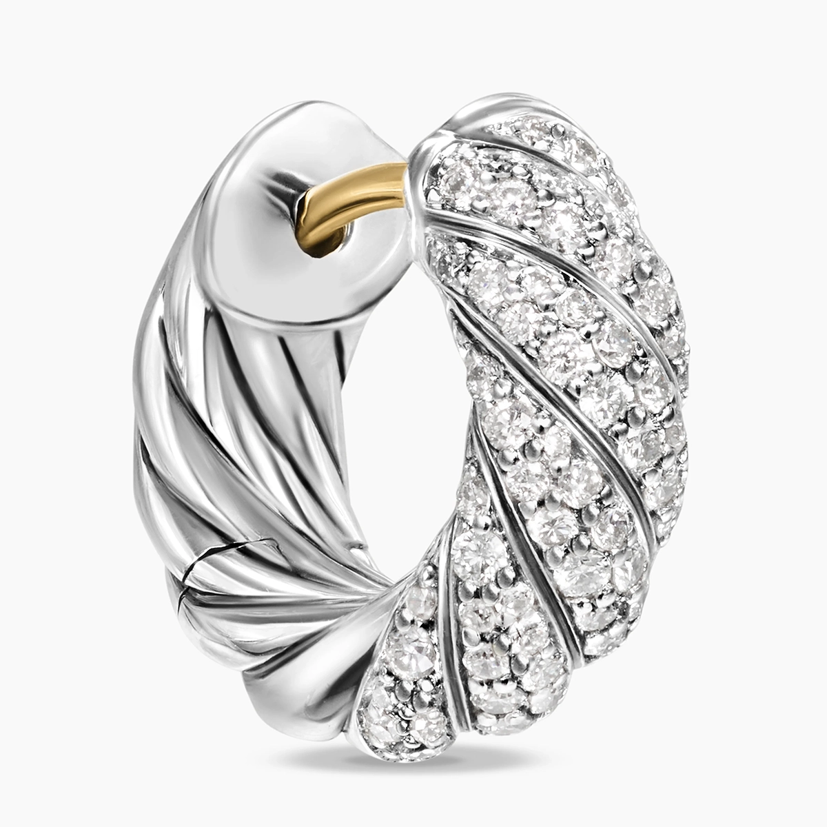 Sculpted Cable Huggie Hoop Earrings In Silver, 14.4mm — image 2