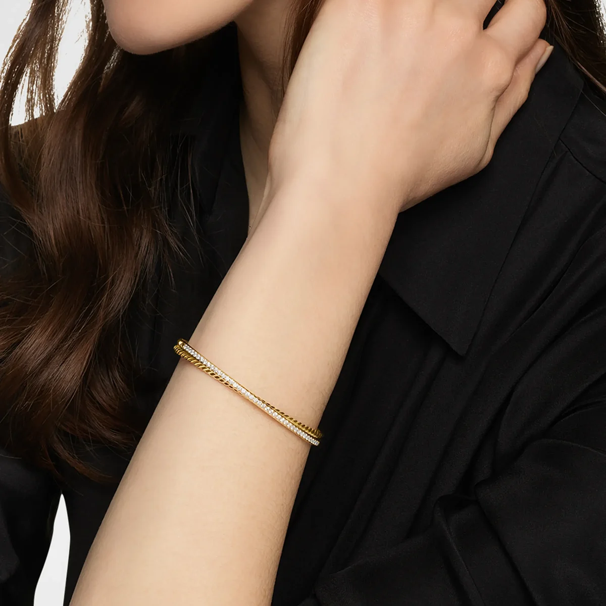 Crossover 2 Row Bracelet With Diamonds In 18K Gold — image 4