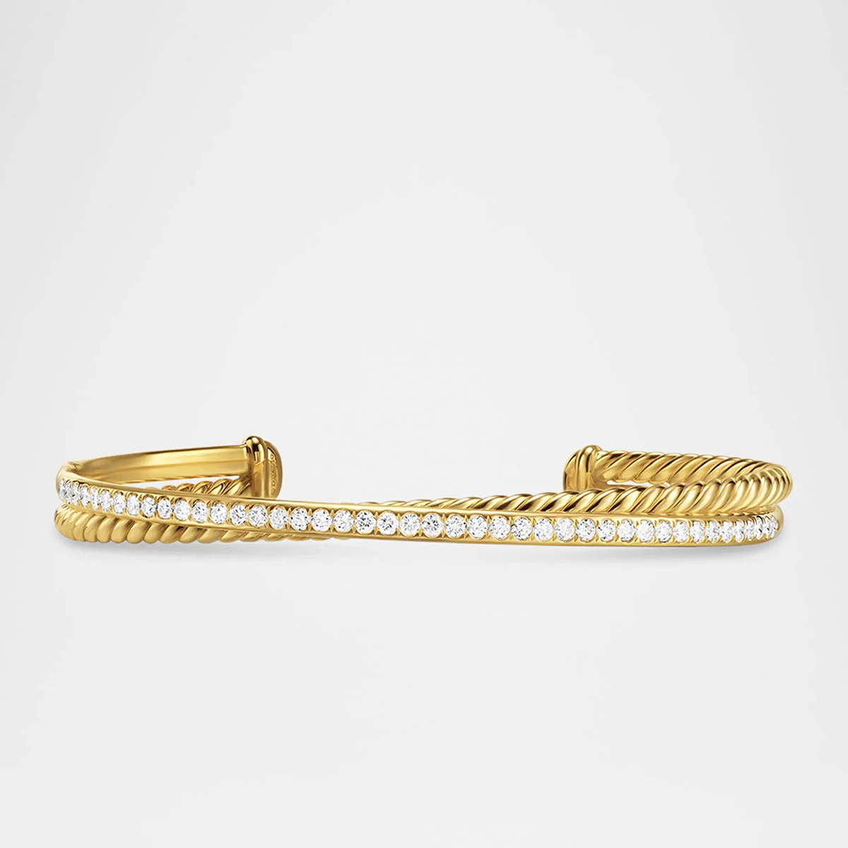 Crossover 2 Row Bracelet With Diamonds In 18K Gold