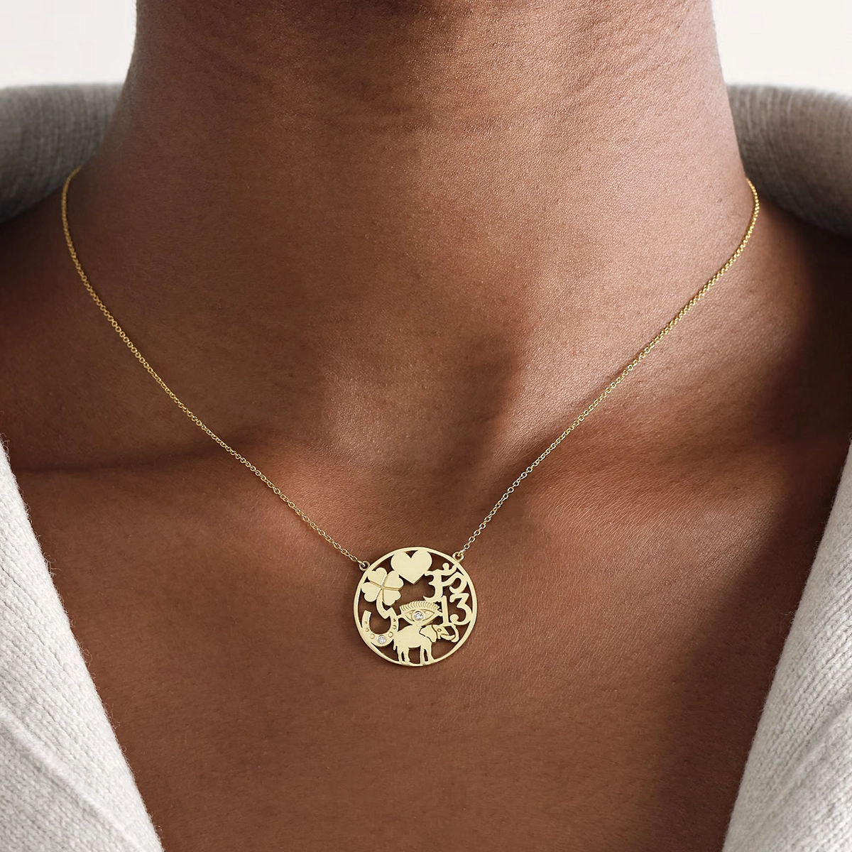 Open Good Luck 18-karat Gold Diamond Necklace — image 3