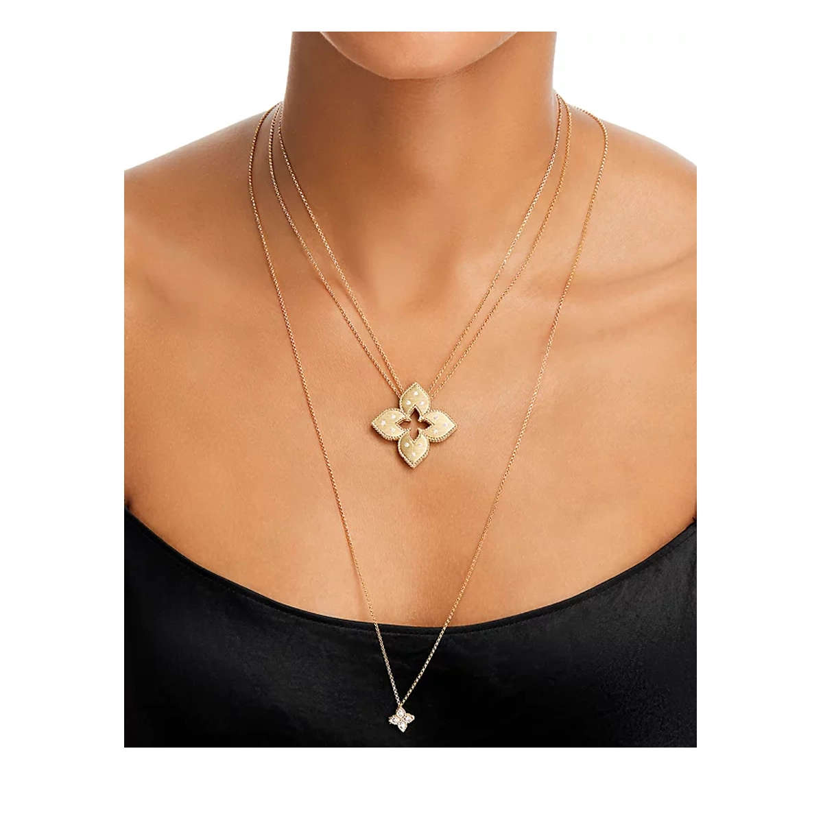 18K Yellow Gold Venetian Princess Diamond Pendant Necklace — image 3