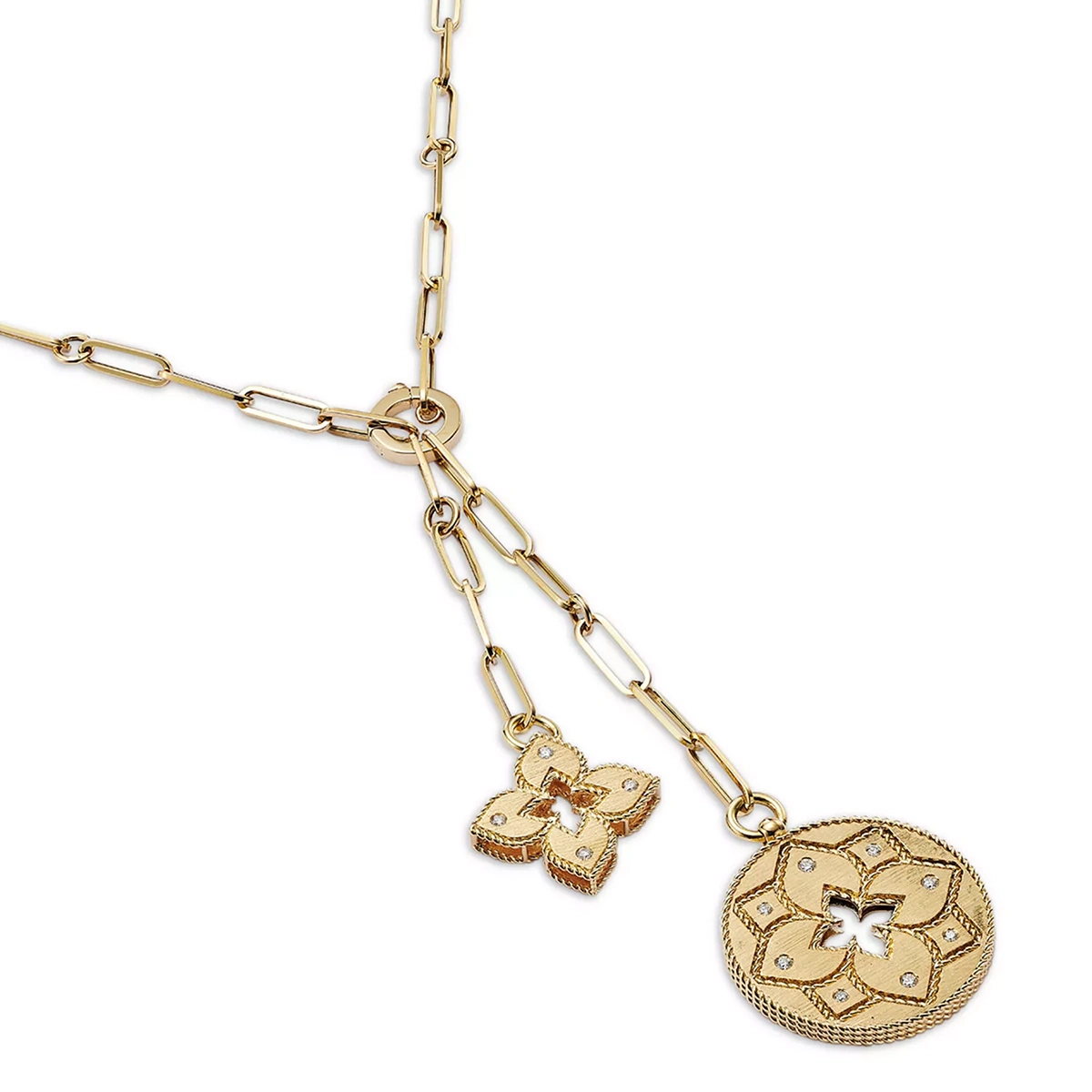 18K Venetian Princess Diamond Flower & Open Disc Pendant Necklace — image 3