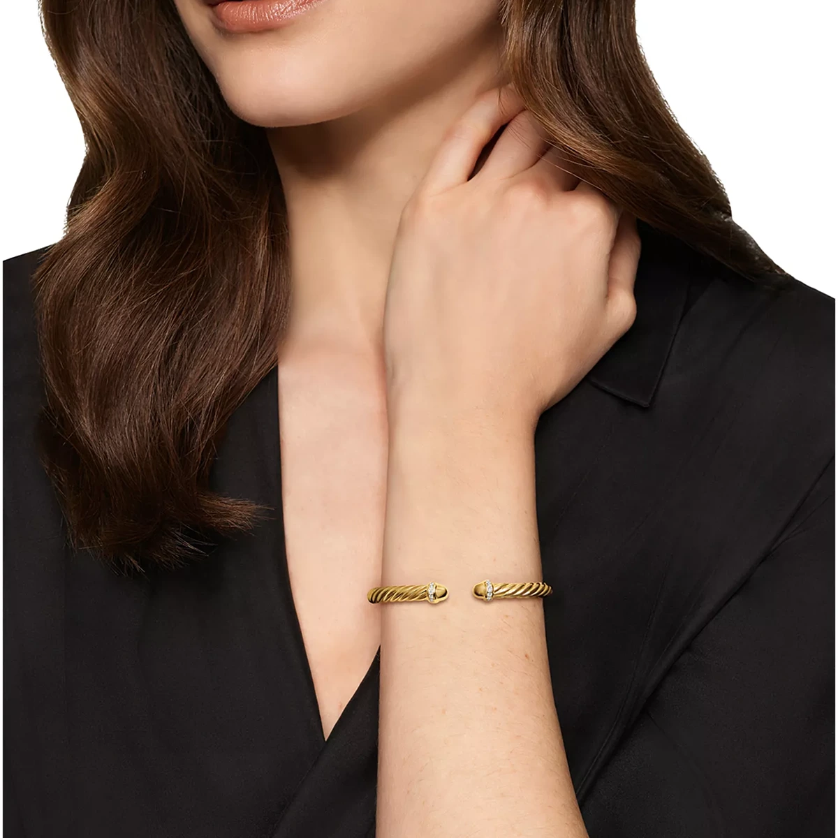 Cablespira Flex Bracelet In 18K Yellow Gold And Diamonds, 6mm  — image 3