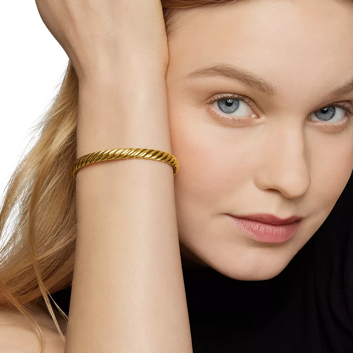 18K Yellow Gold Sculpted Cable Twist Bangle Bracelet, 6.2mm — image 2