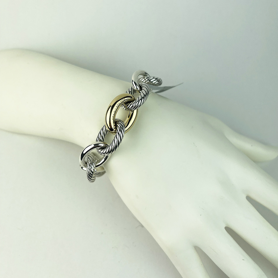Oval Link Bracelet 18k Gold And Sterling Silver, Large — image 3