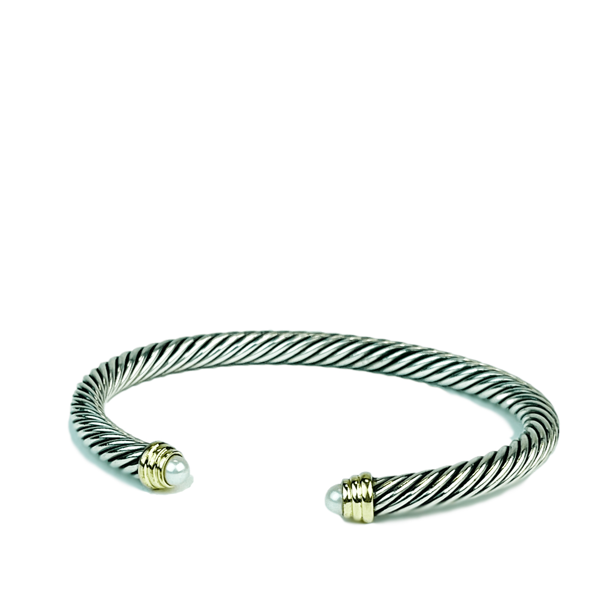 Cable Classic Bracelet Sterling Silver With 14K Gold And Pearls, 5mm