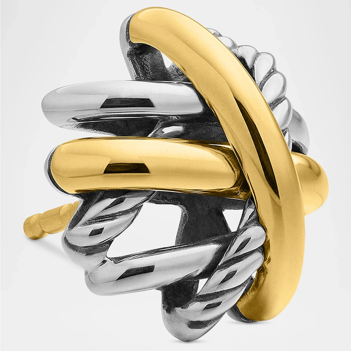 Crossover Stud Earrings In Silver With 18K Gold, 11mm — image 4