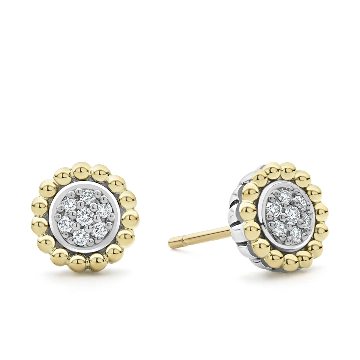 Two-Tone Caviar Diamond Stud Earrings — image 3