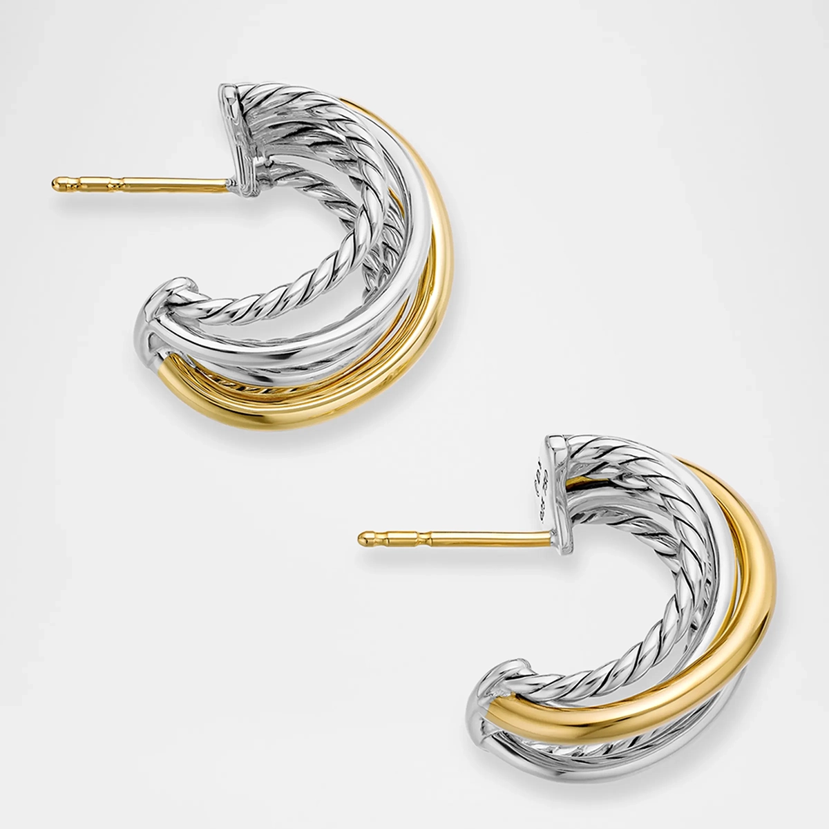 Crossover Shrimp Earrings Sterling Silver With 18K Yellow Gold — image 4