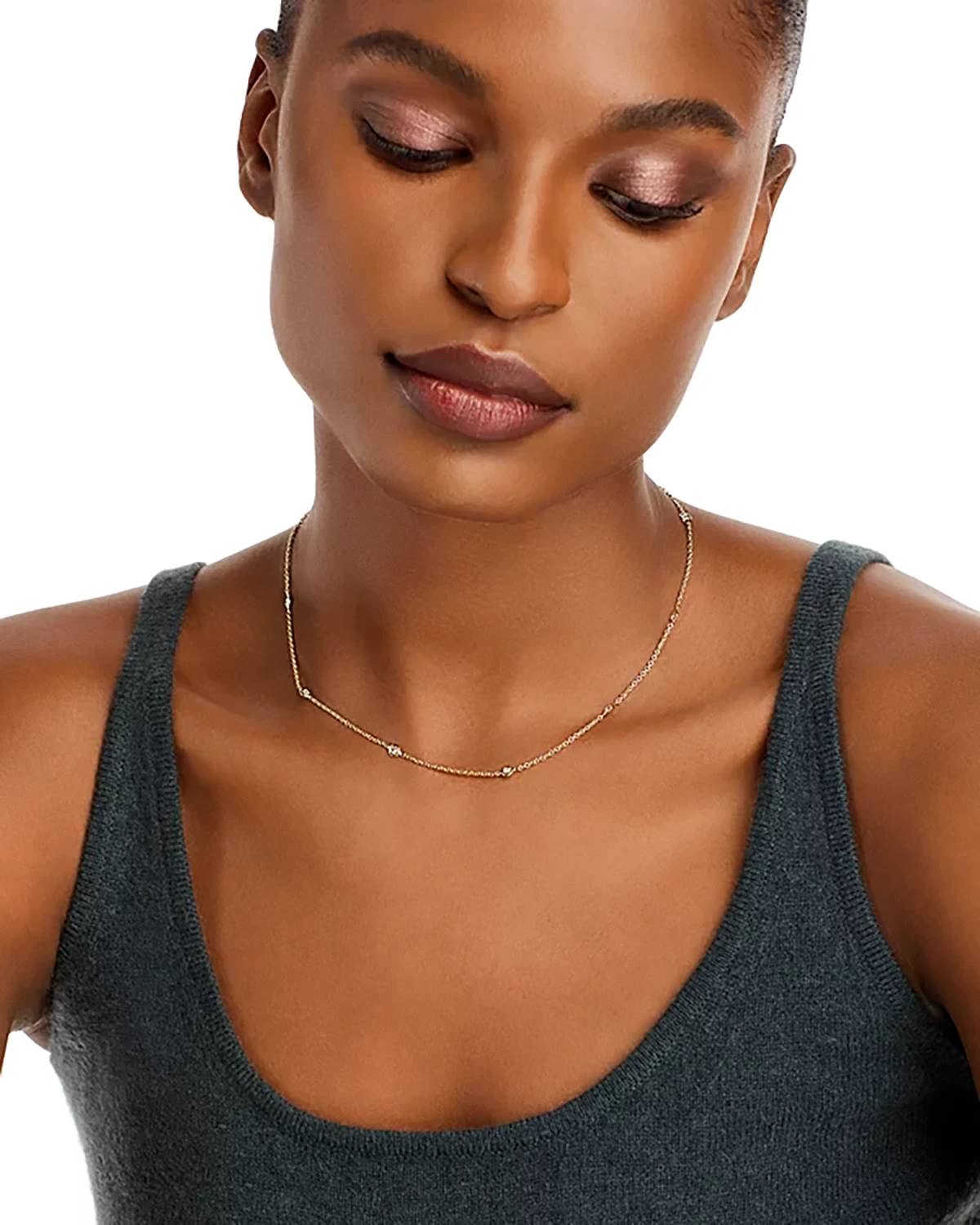 18K Yellow Gold Diamonds By The Inch 10 Station Necklace — image 2