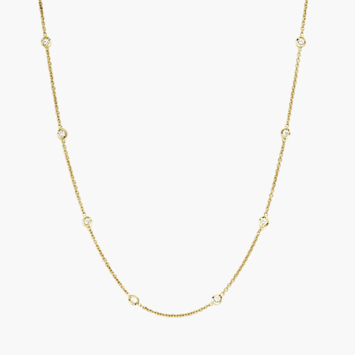 18K Yellow Gold Diamonds By The Inch 10 Station Necklace