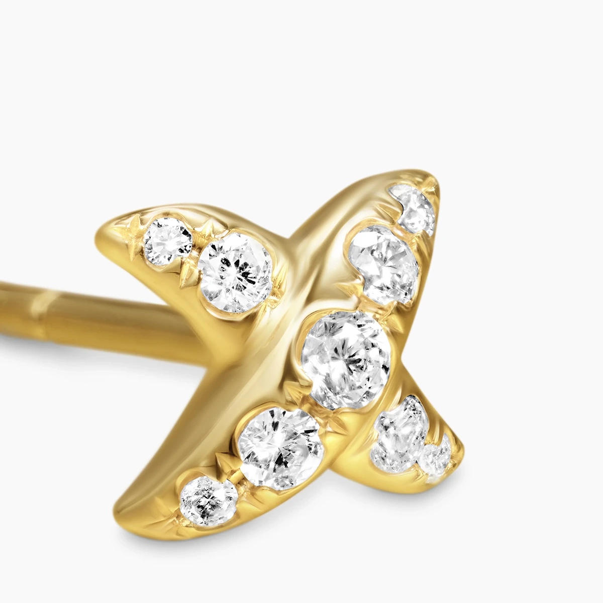 Crossover X Stud Earrings In 18K Yellow Gold With Diamonds, 6mm — image 3