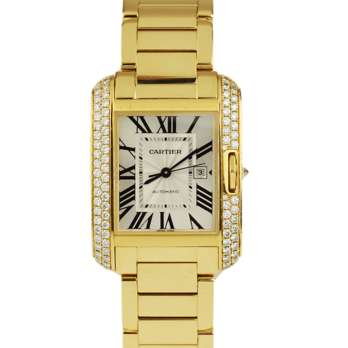 Tank Anglaise 18k Yellow Gold Diamond Watch 