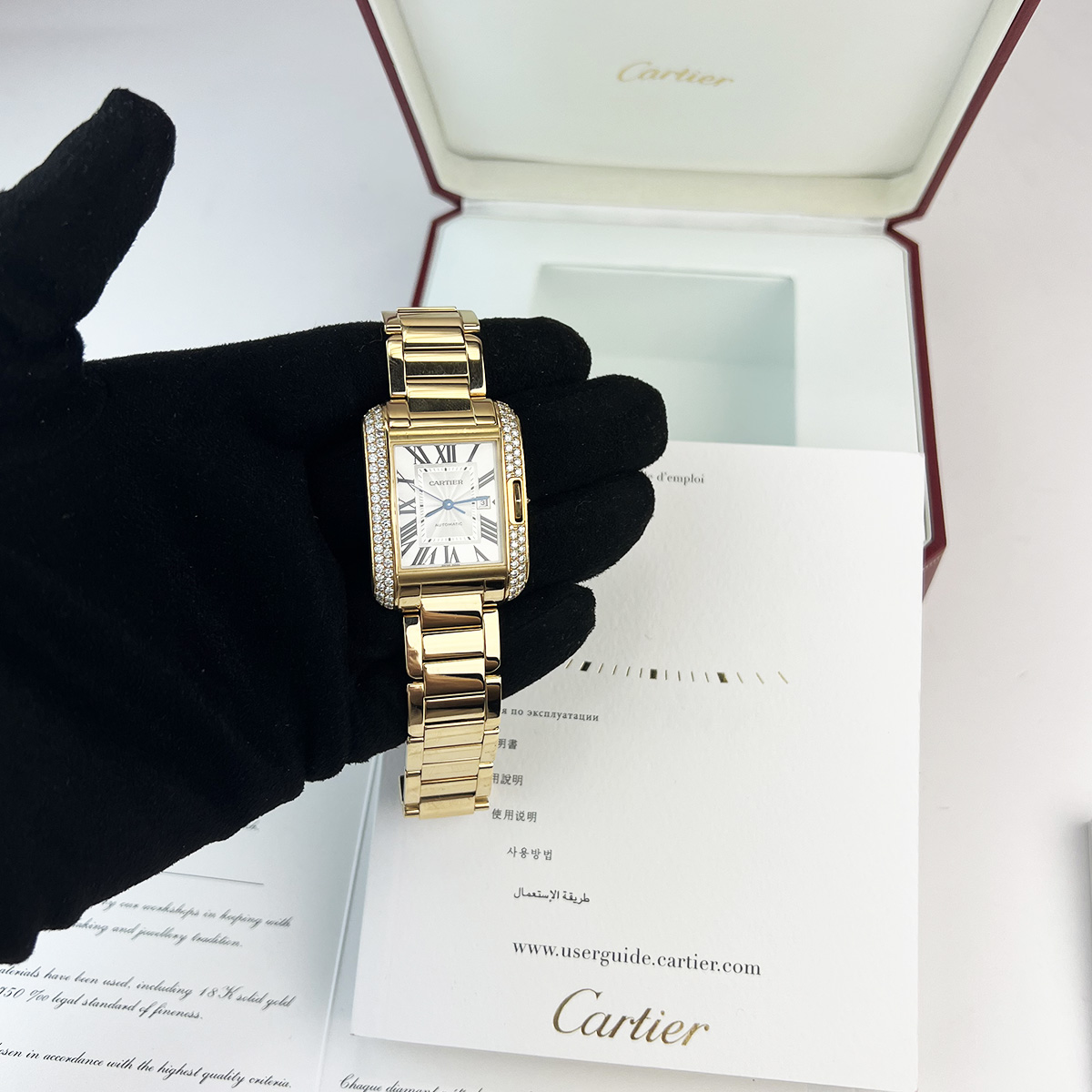 Tank Anglaise 18k Yellow Gold Diamond Watch  — image 8