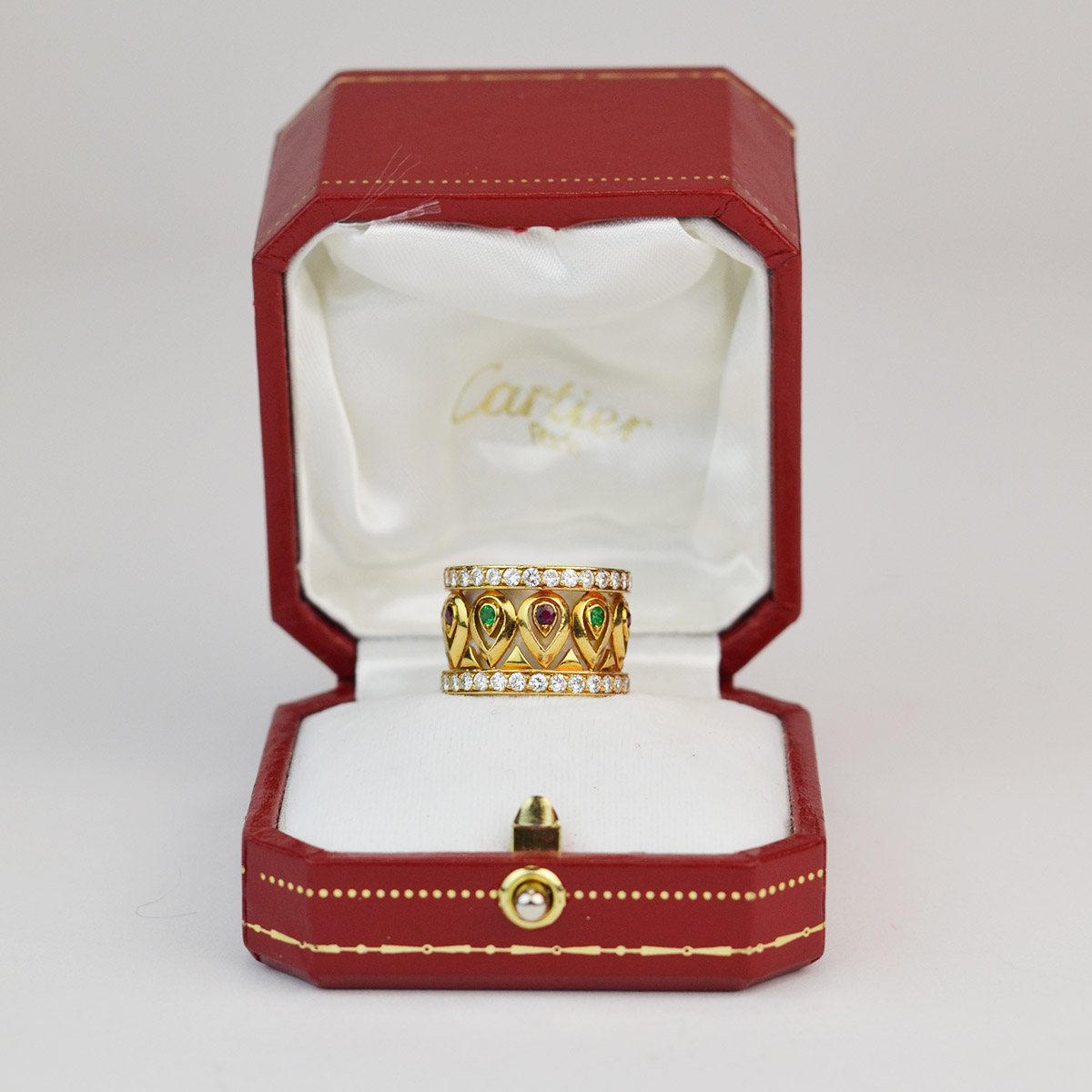 Vintage Tanjore 18k Gold Diamond Ruby And Emerald Ring — image 5