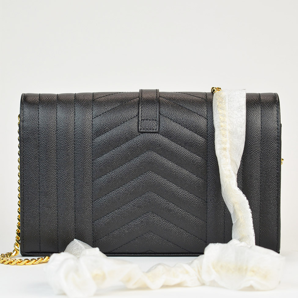 Black Calfskin  Envelope Wallet On Chain  — image 4