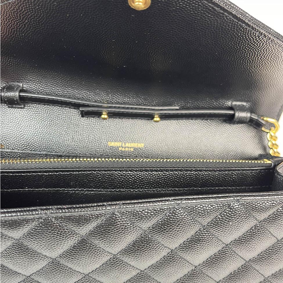Black Calfskin  Envelope Wallet On Chain  — image 6