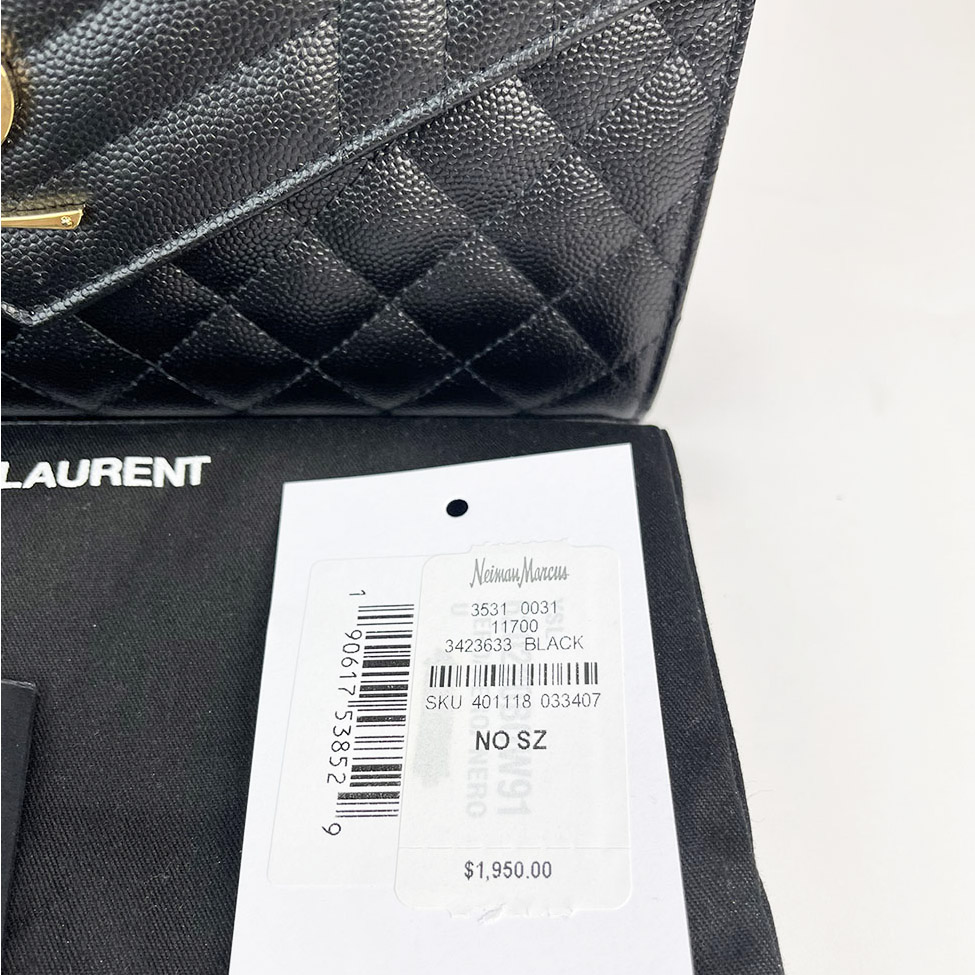 Black Calfskin  Envelope Wallet On Chain  — image 7