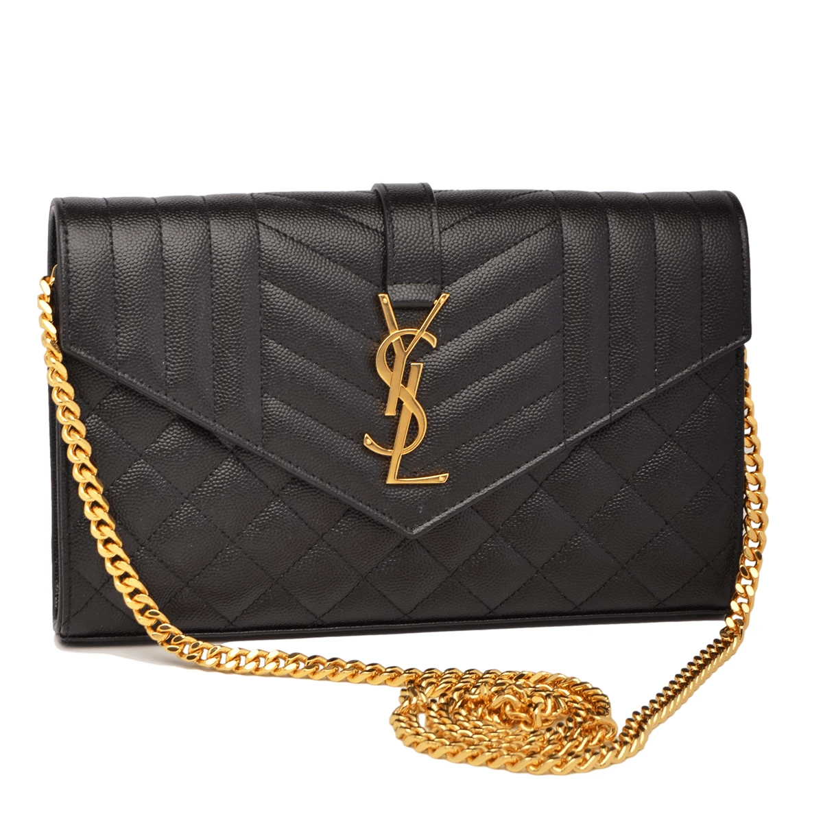 Black Calfskin  Envelope Wallet On Chain  — image 2