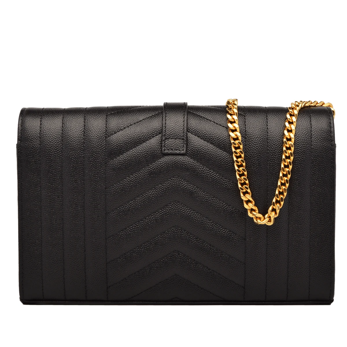 Black Calfskin  Envelope Wallet On Chain  — image 3