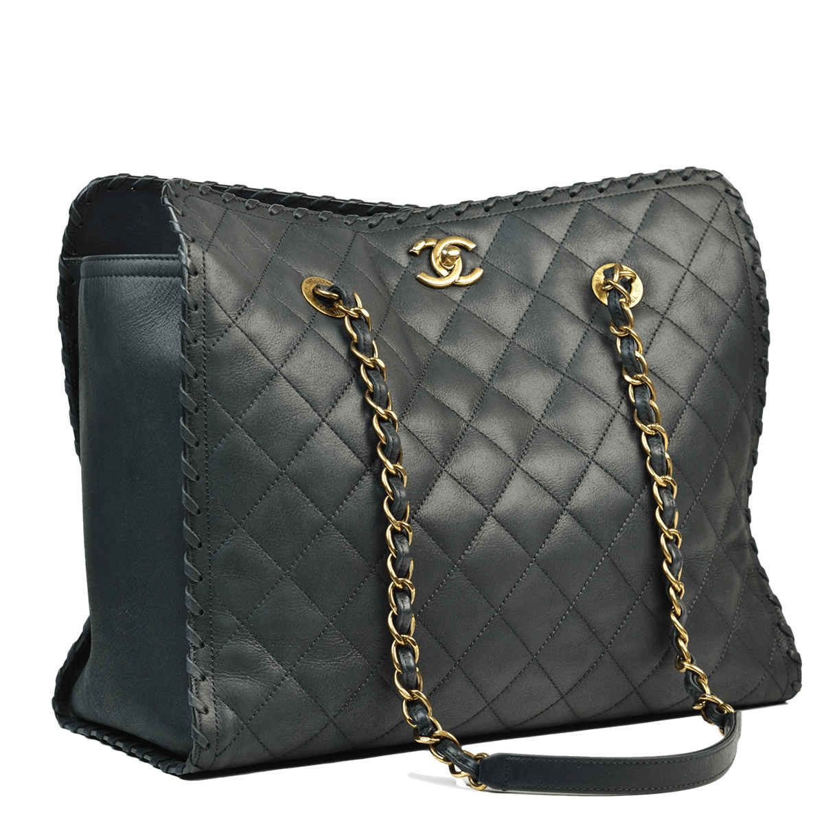 Calfskin Quilted Black Happy Stitch Tote — image 2
