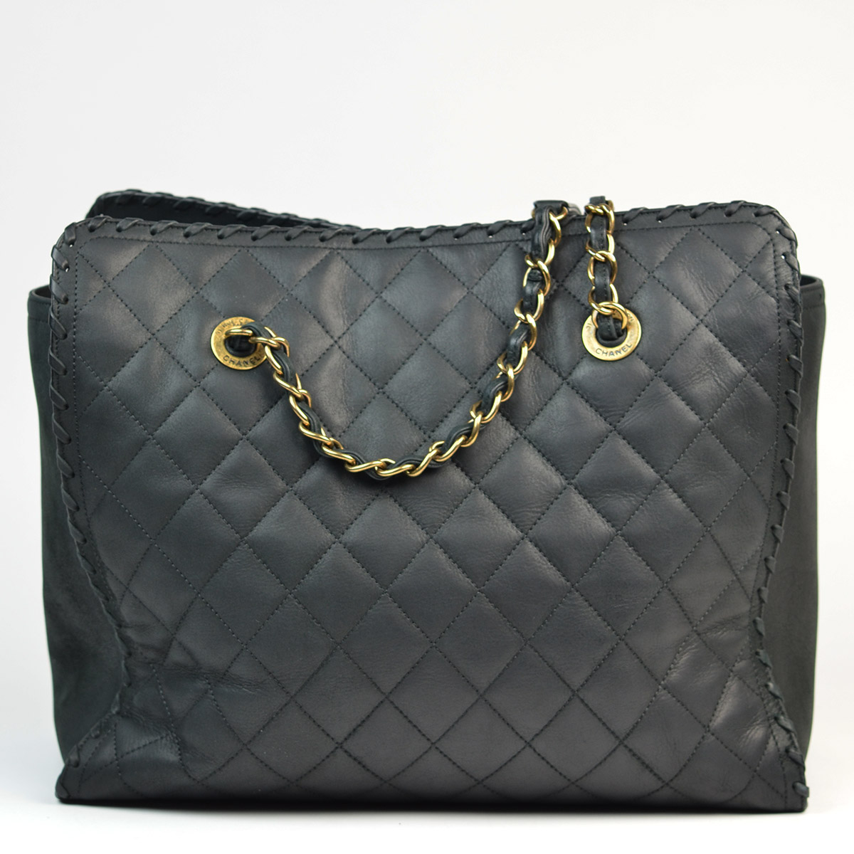Calfskin Quilted Black Happy Stitch Tote — image 3