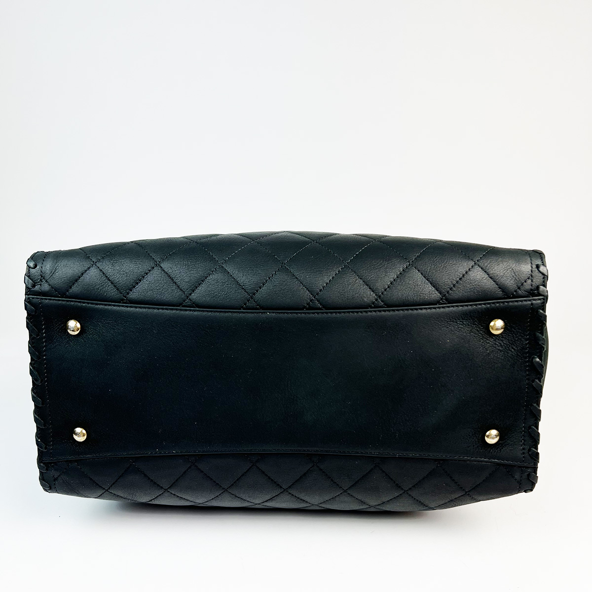 Calfskin Quilted Black Happy Stitch Tote — image 5