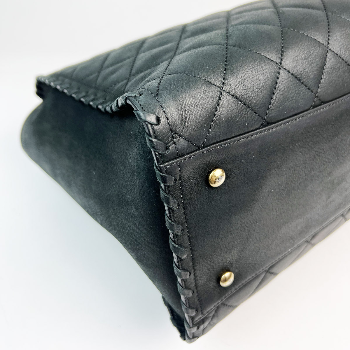 Calfskin Quilted Black Happy Stitch Tote — image 8