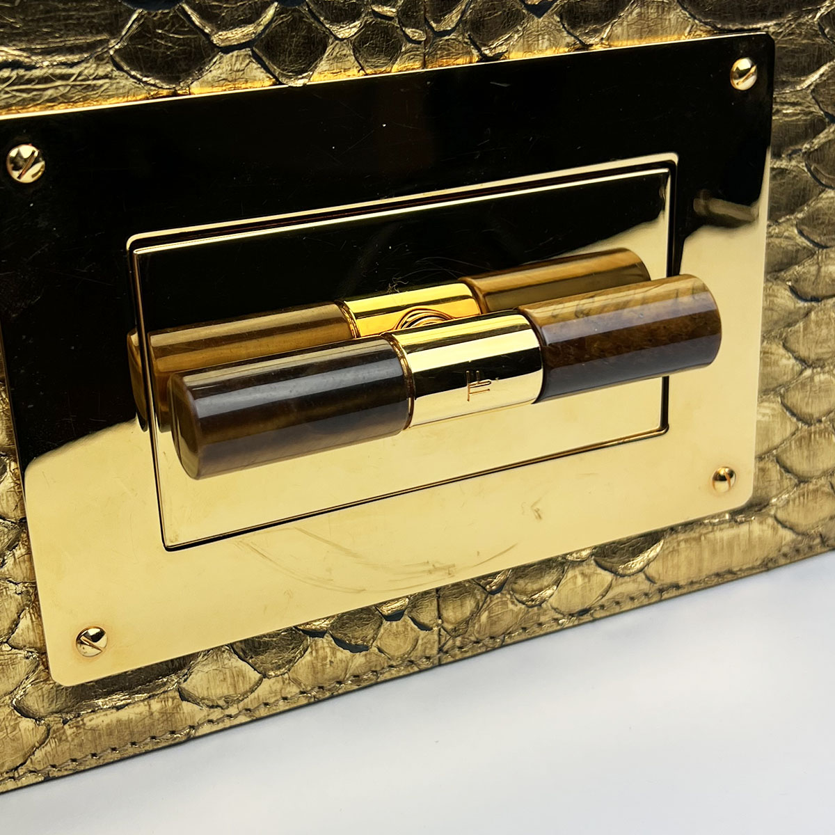 Natalia Medium Python Shoulder Bag Gold — image 8