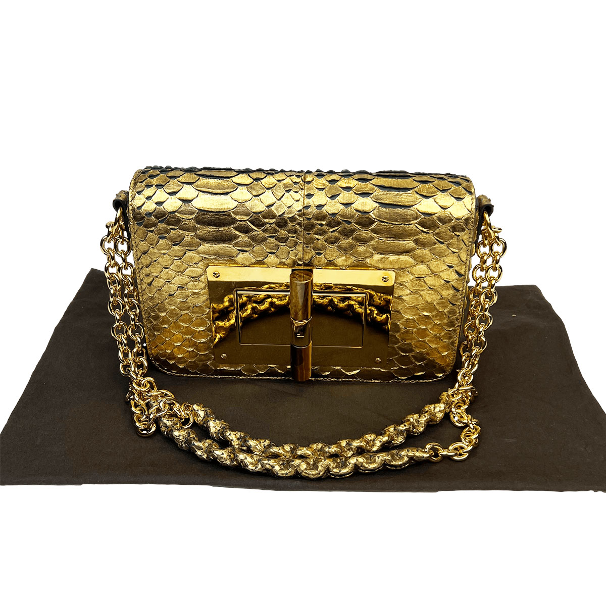 Natalia Medium Python Shoulder Bag Gold — image 10