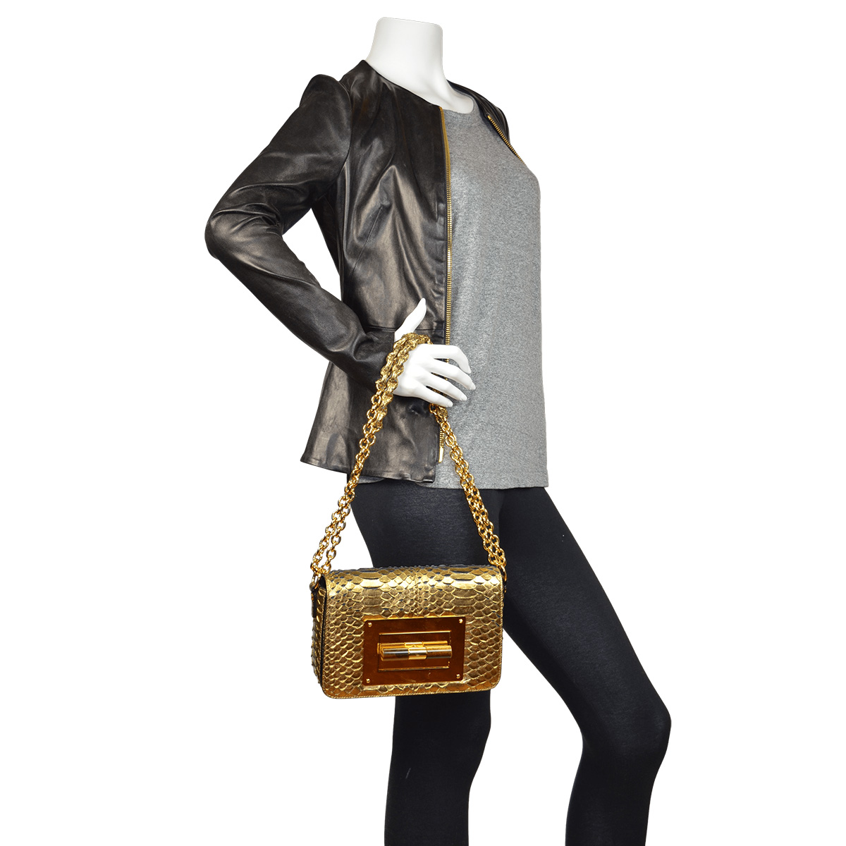 Natalia Medium Python Shoulder Bag Gold — image 5