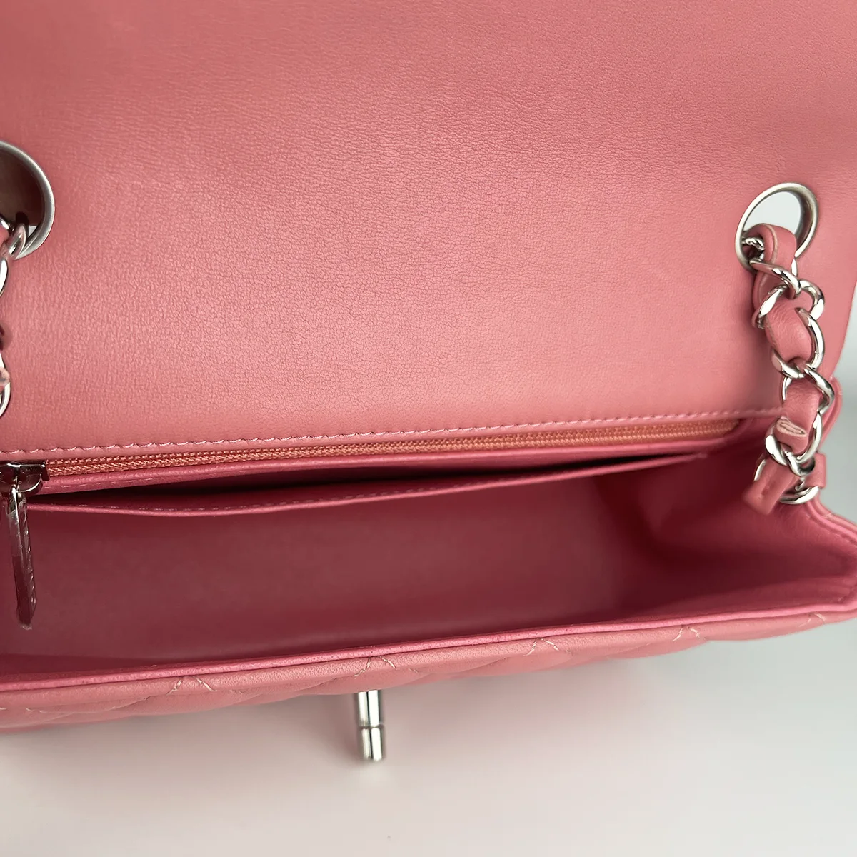 Lambskin Quilted Pink Mini Rectangular Classic Flap  — image 10